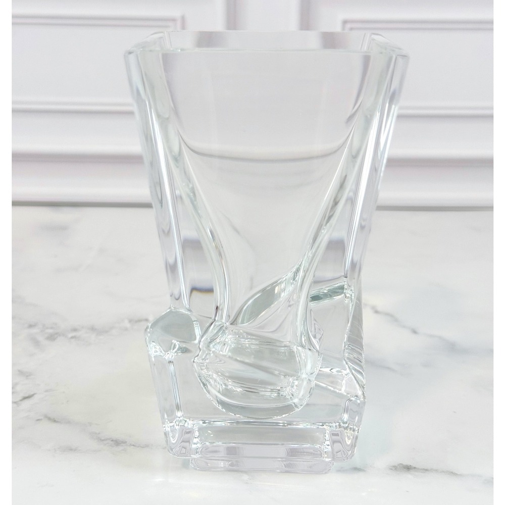 Cristal Sevres France Art Deco 5" Crystal Vase Geometric Asymmetrical Cut Design